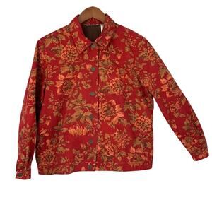 Southwestern Floral Burnt Orange Red Lined Womens Size 10 Petite Jacket